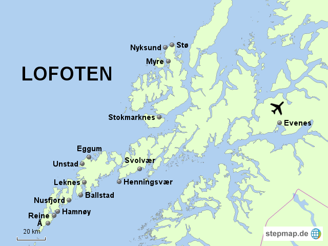 Norge, Lofoten, karta